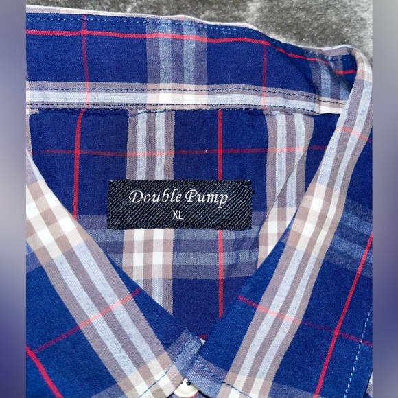 Double Pump Mens Long Sleeve Casual Button Down Pearl Snap Shirt Size XL - Picture 3 of 3